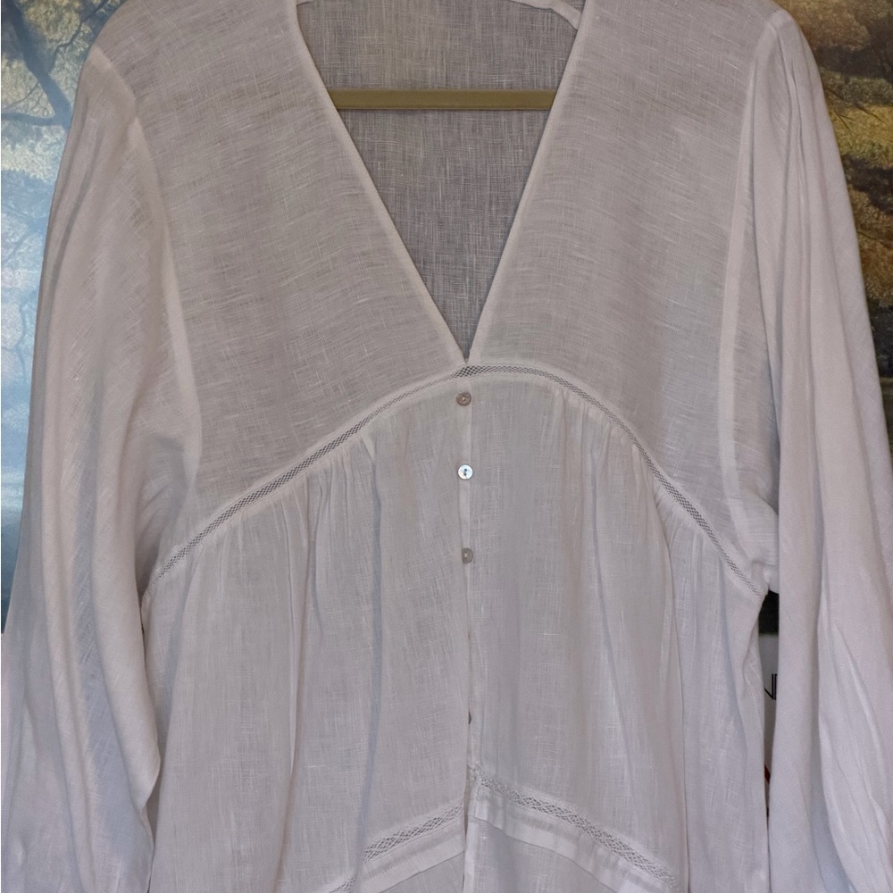 Zara Cream V-Neck Blouse